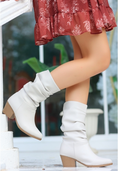 Yior Bej cilt Topuklu Bot