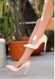 Hillar Bej Cilt Stiletto Ayakkabı