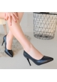 Jilya Siyah Cilt Stiletto Ayakkabı