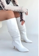 Zelya Beyaz Cilt Topuklu Çizme
