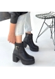 Lonji Siyah Cilt Topuklu Bot