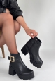Pinma Siyah Cilt Topuklu Bot