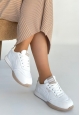 Tawen Beyaz Cilt Bağcıklı Spor Ayakkabı