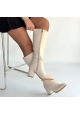 Jeoli Bej Cilt Topuklu Çizme