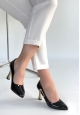 Motya Siyah Rugan Topuklu Ayakkabı