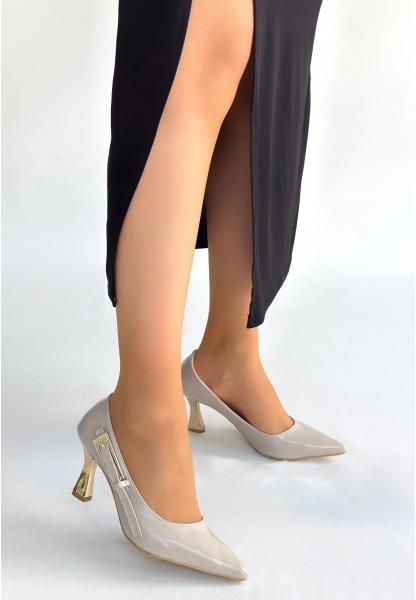 Motya Bej Rugan Topuklu Ayakkabı