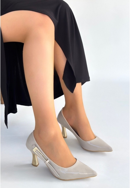 Motya Bej Rugan Topuklu Ayakkabı