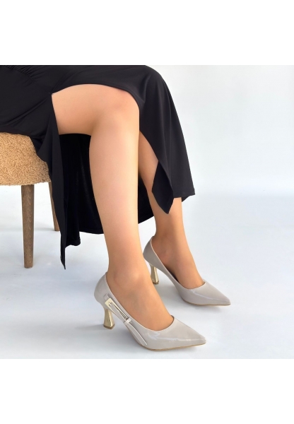 Motya Bej Rugan Topuklu Ayakkabı