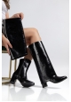 Wila Siyah Parlak Topuklu Tak Çıkar Çizme